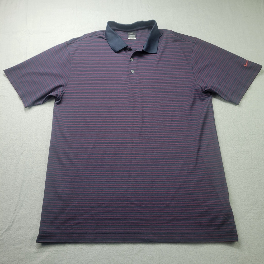 Nike Golf Polo Shirt Mens Size XL Blue Red Short Sleeve Swoosh Golf Performance